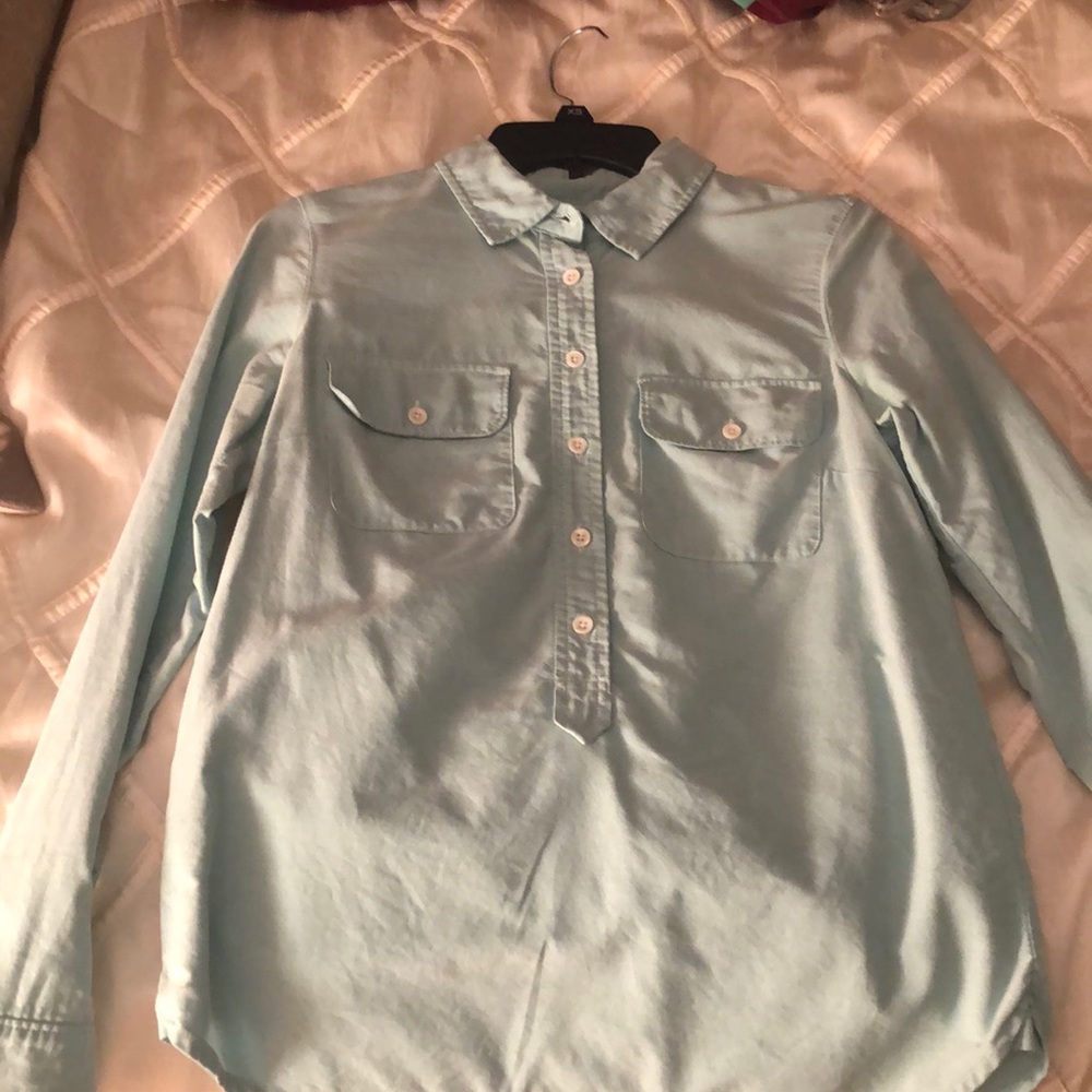 J Crew light teal button down